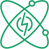 Atom symbol with an energy bolt and a Micro Inverter.